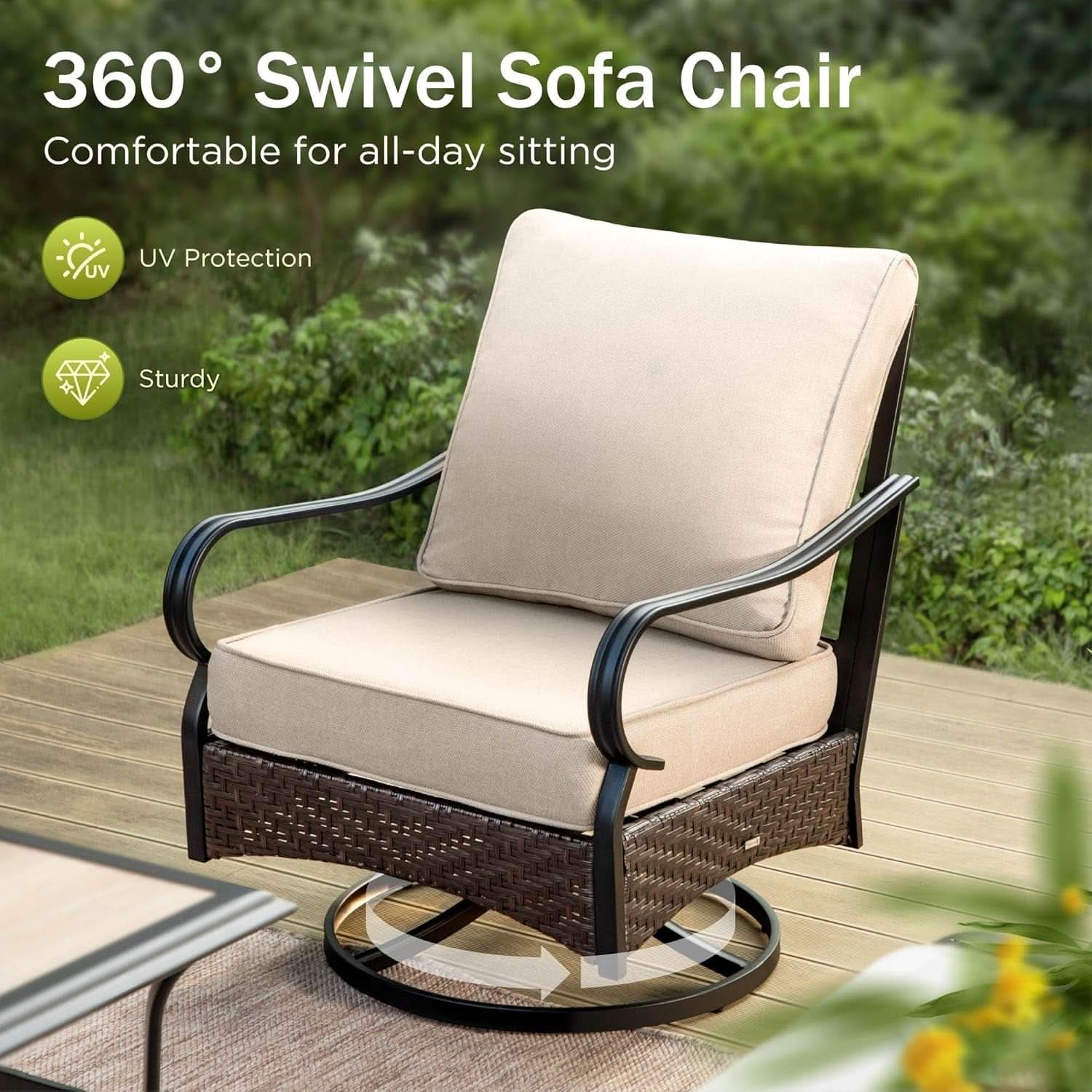 Modern Outdoor Patio Furniture Set with Thick Cushions