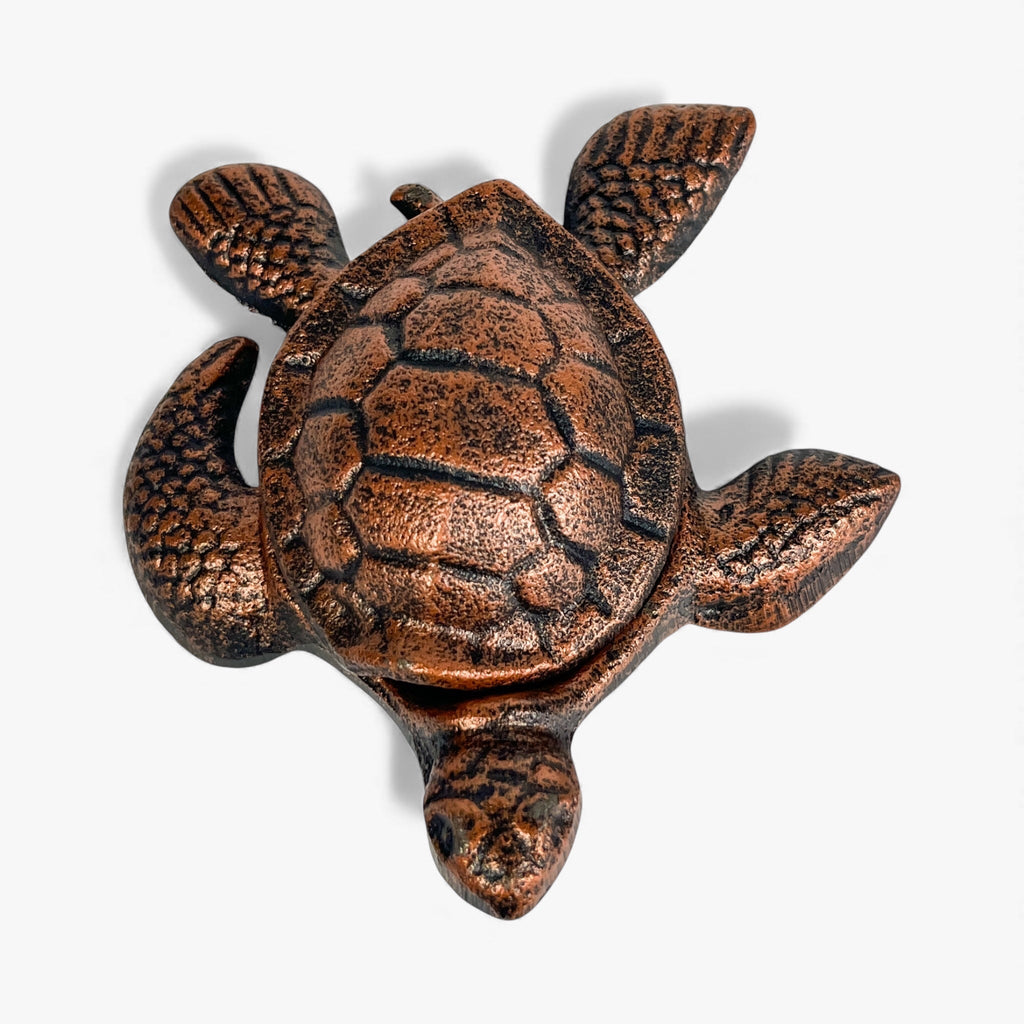 Turtle Key Hider, Weathered Copper Cast Iron, Outdoor Garden