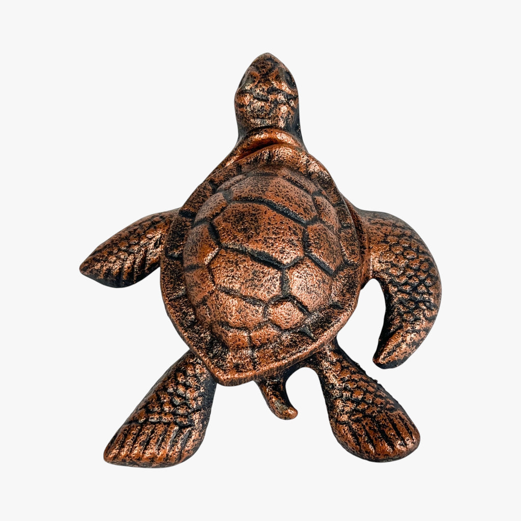 Turtle Key Hider, Weathered Copper Cast Iron, Outdoor Garden