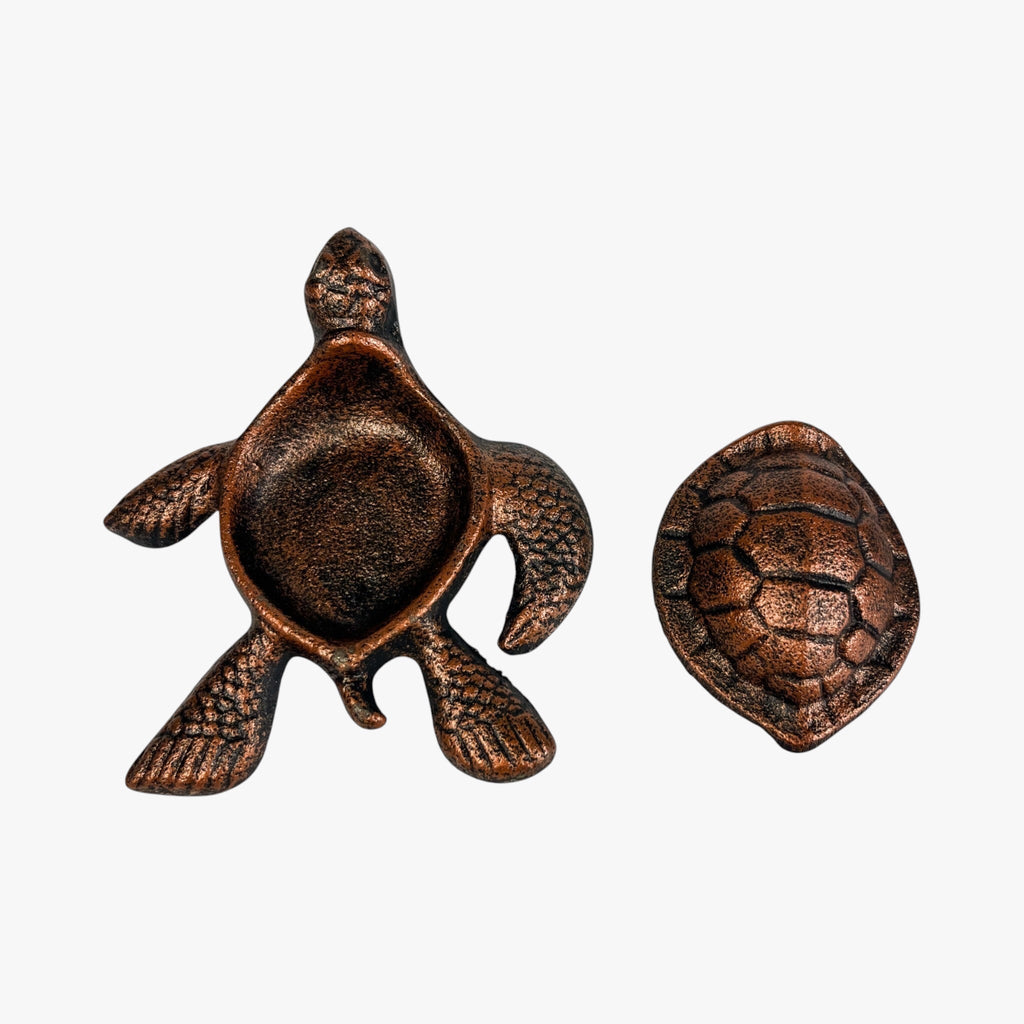 Turtle Key Hider, Weathered Copper Cast Iron, Outdoor Garden