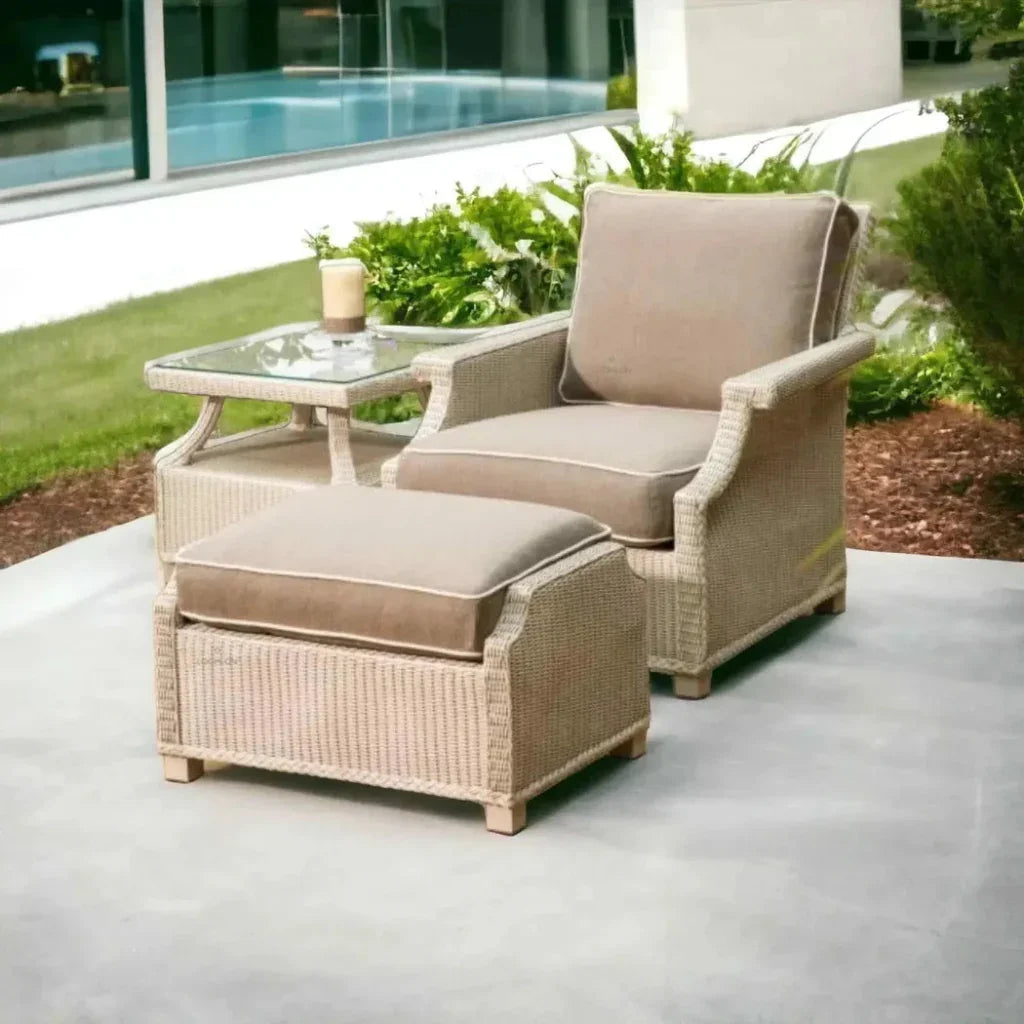 Hamptons Outdoor Furniture Wicker Large Ottoman