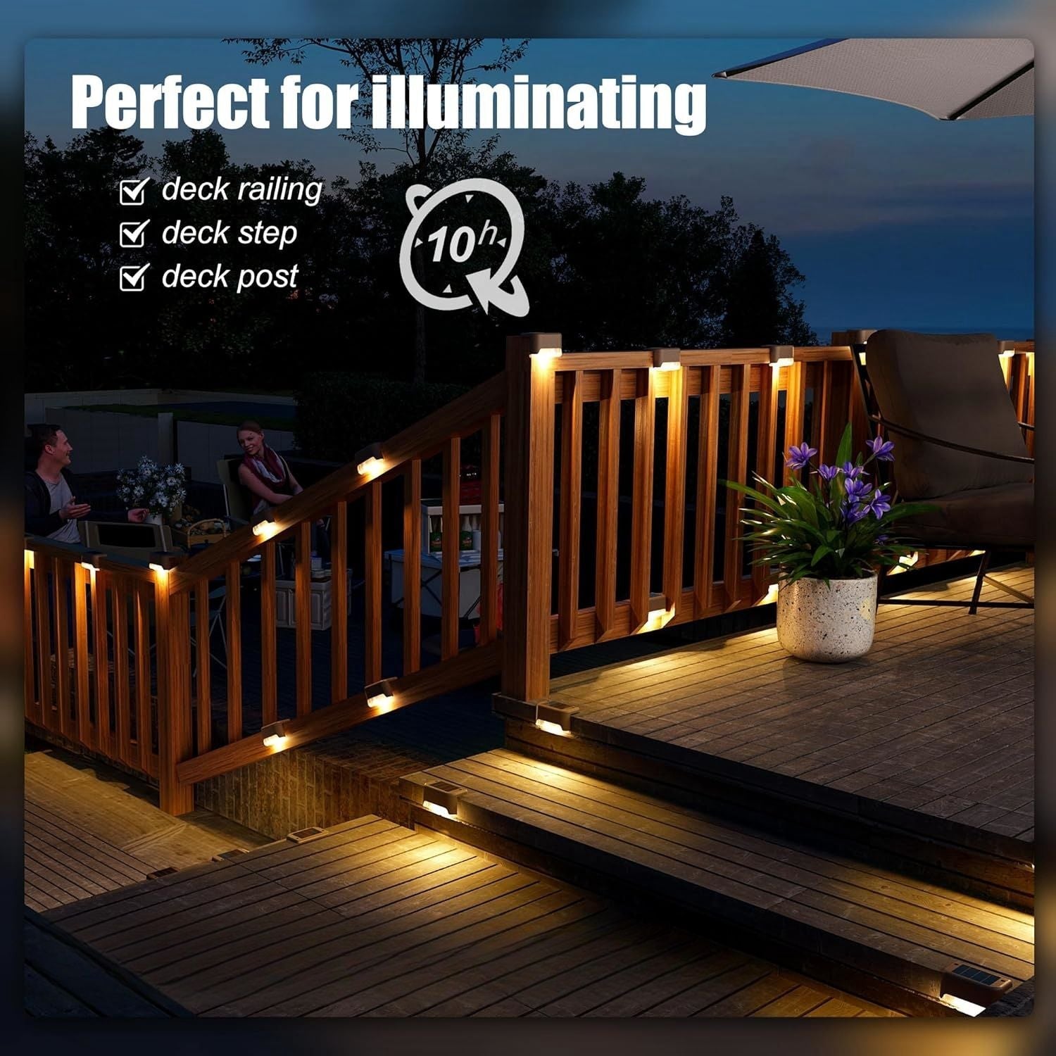 8/16/32 solar outdoor deck lights, garden lights, atmosphere lights, LED walk lights, light source control, suitable for balconies, terraces, stair fences, courtyards, gardens, villas, driveways.