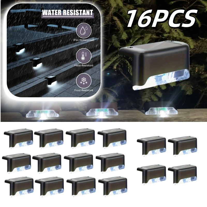 8/16/32 solar outdoor deck lights, garden lights, atmosphere lights, LED walk lights, light source control, suitable for balconies, terraces, stair fences, courtyards, gardens, villas, driveways.