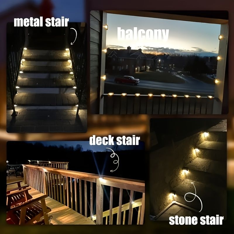 8/16/32 solar outdoor deck lights, garden lights, atmosphere lights, LED walk lights, light source control, suitable for balconies, terraces, stair fences, courtyards, gardens, villas, driveways.