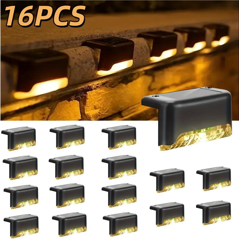 8/16/32 solar outdoor deck lights, garden lights, atmosphere lights, LED walk lights, light source control, suitable for balconies, terraces, stair fences, courtyards, gardens, villas, driveways.